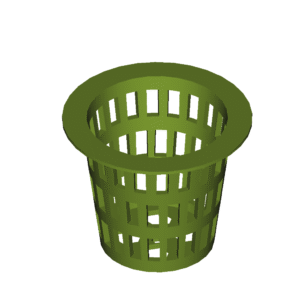 2-inch eco-friendly 3D printed net cup for hydroponics in Grass Green, USA-made by Cascade EcoPrint